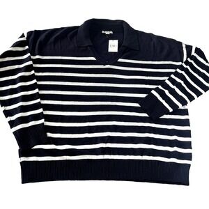 NWT Cato casual lightweight Navy/white size L Nautical Coastal Grandma